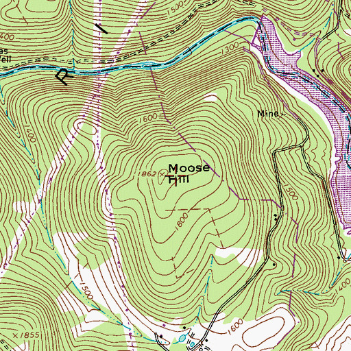 Topographic Map of Moose Hill, PA