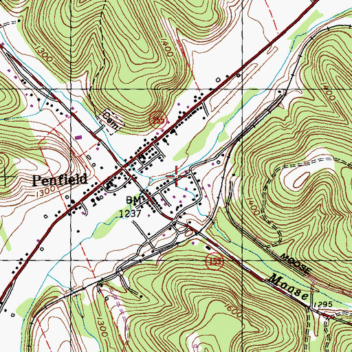 Topographic Map of Moose Run, PA