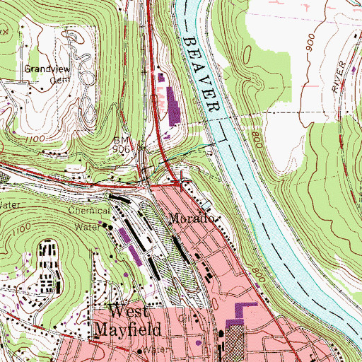 Topographic Map of Morado, PA