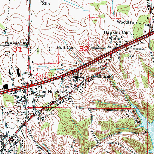 Topographic Map of Fairview Church, AL
