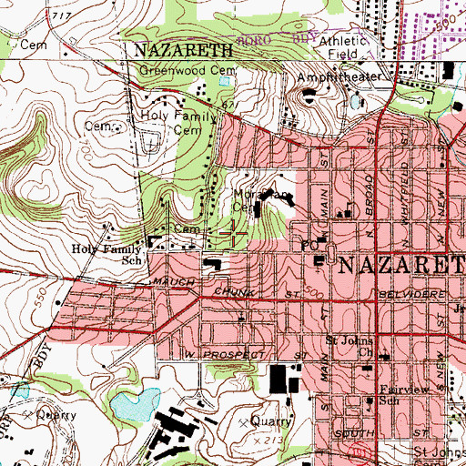 Topographic Map of Moravian Cemetery, PA