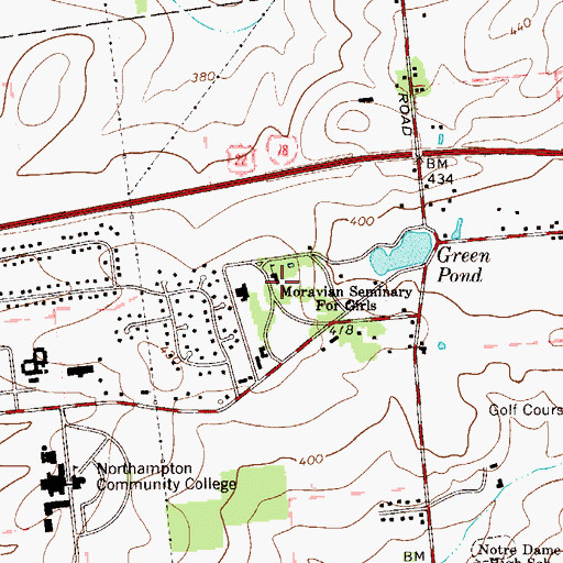 Topographic Map of Moravian Seminary for Girls, PA