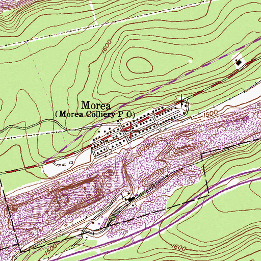 Topographic Map of Morea, PA