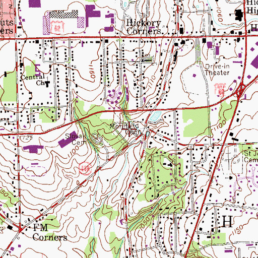 Topographic Map of Morefield Cemetery, PA