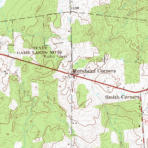 Topographic Map of Morehead Corners, PA