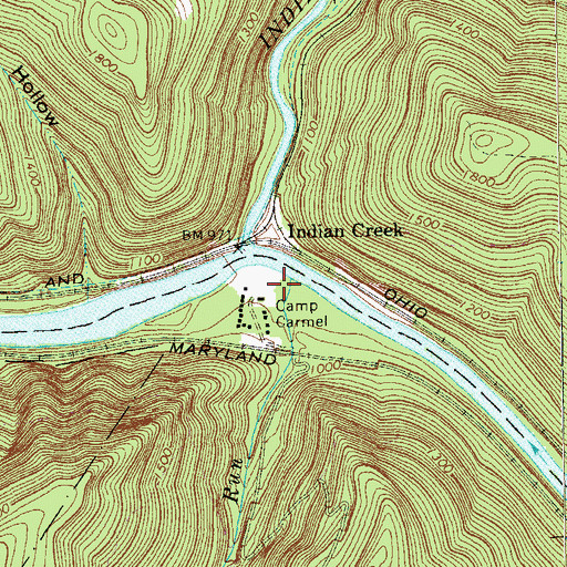 Topographic Map of Morgan Run, PA