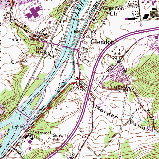 Topographic Map of Morgan Valley, PA