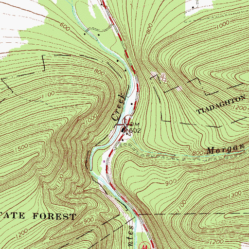 Topographic Map of Morgan Valley Run, PA
