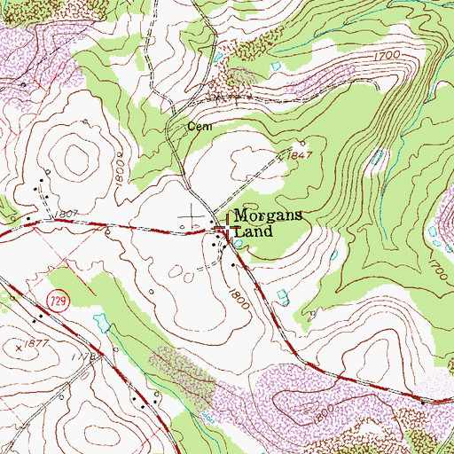 Topographic Map of Morgans Land, PA