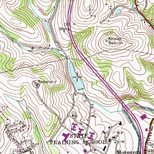 Topographic Map of Morganza Reservoir, PA
