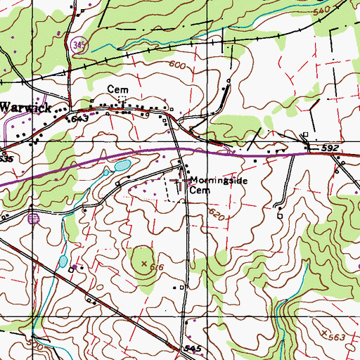 Topographic Map of Morningside Cemetery, PA