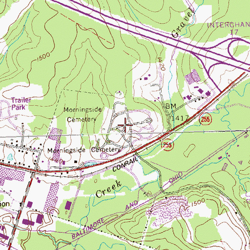 Topographic Map of Morningside Cemetery, PA
