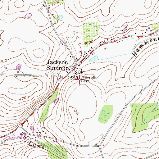 Topographic Map of Morrell Cemetery, PA