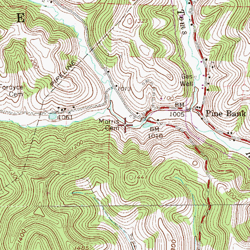 Topographic Map of Morris Cemetery, PA