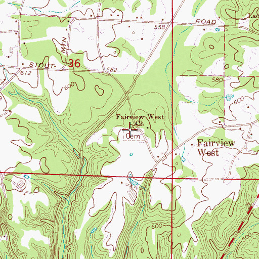 Topographic Map of Fairview West Missionary Baptist Church, AL