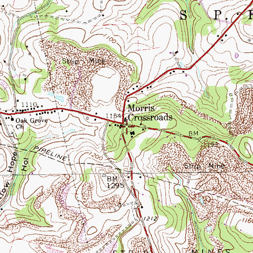 Topographic Map of Morris Crossroads, PA