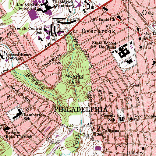 Topographic Map of Morris Park, PA