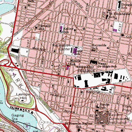 Topographic Map of Morris School, PA
