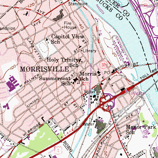 Topographic Map of Morris School, PA
