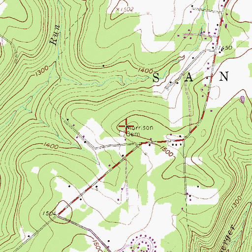 Topographic Map of Morrison Cemetery, PA