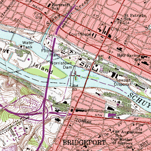 Topographic Map of Norristown Dam, PA