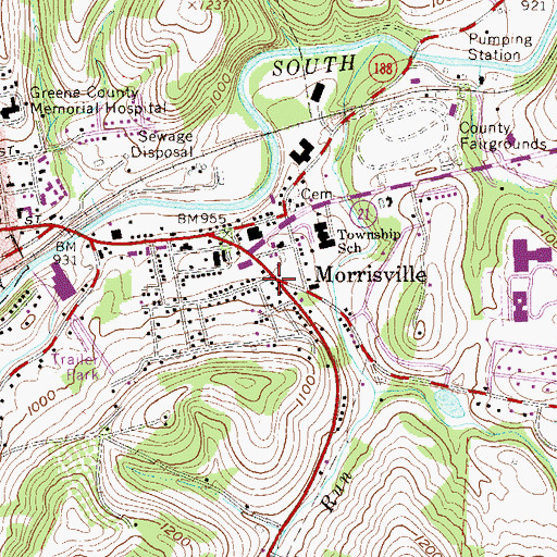 Topographic Map of Morrisville, PA