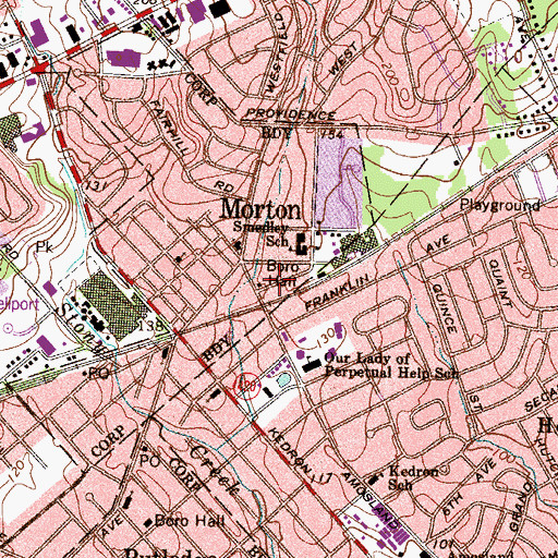 Topographic Map of Morton, PA
