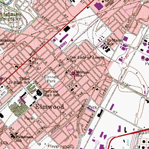 Topographic Map of Morton School, PA