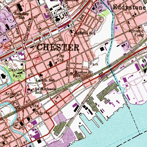 Topographic Map of Morton Street School, PA