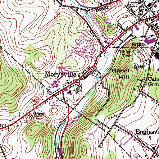 Topographic Map of Morysville, PA