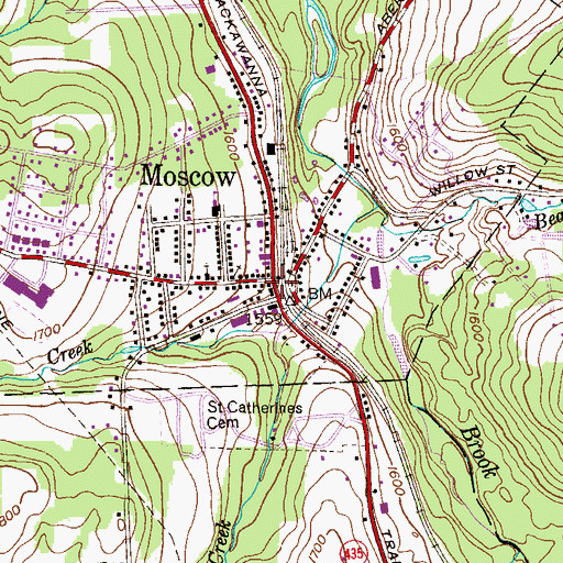 Topographic Map of Moscow, PA