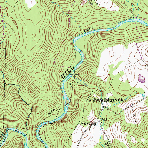 Topographic Map of Mose King Run, PA