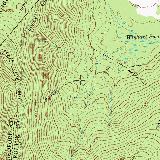 Topographic Map of Moseby Trail, PA