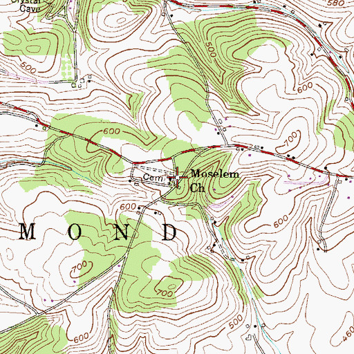 Topographic Map of Moselem Church, PA