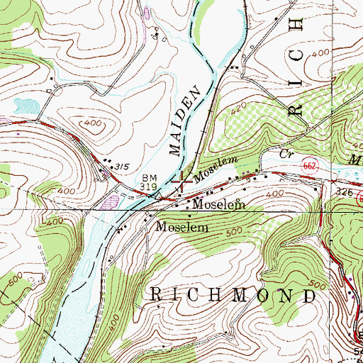 Topographic Map of Moselem Creek, PA
