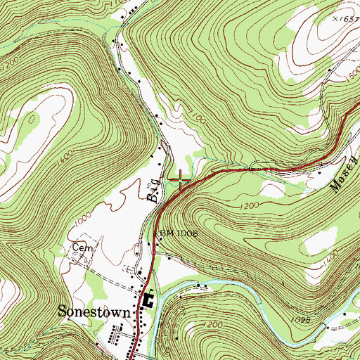 Topographic Map of Mosey Run, PA