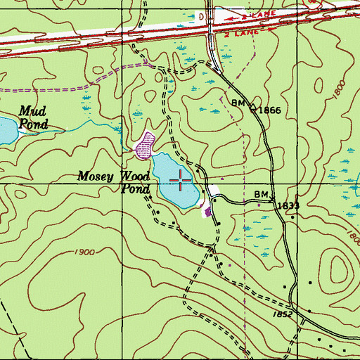 Topographic Map of Mosey Wood Pond, PA