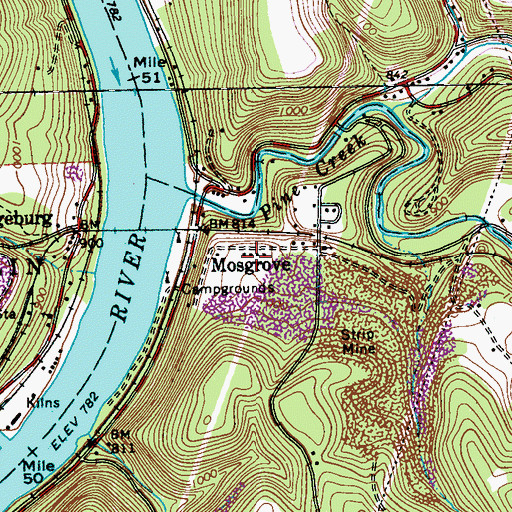 Topographic Map of Mosgrove, PA