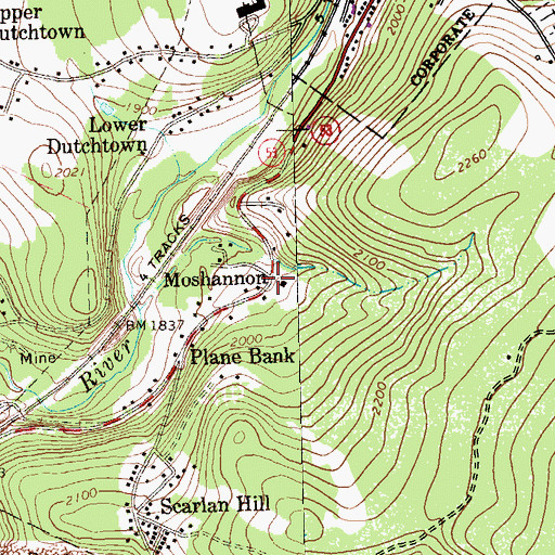 Topographic Map of Moshannon, PA