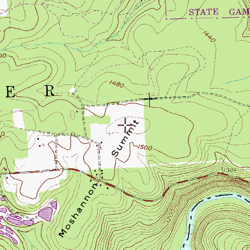 Topographic Map of Moshannon Summit, PA