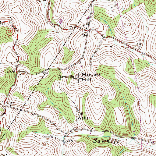 Topographic Map of Mosier Hill, PA