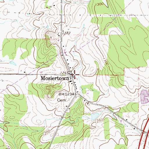 Topographic Map of Mosiertown, PA