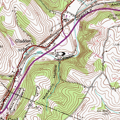 Topographic Map of Mosquito Hollow, PA