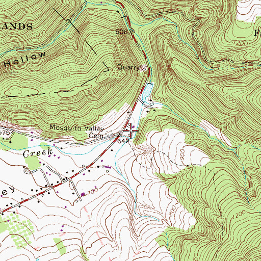 Topographic Map of Mosquito Valley, PA