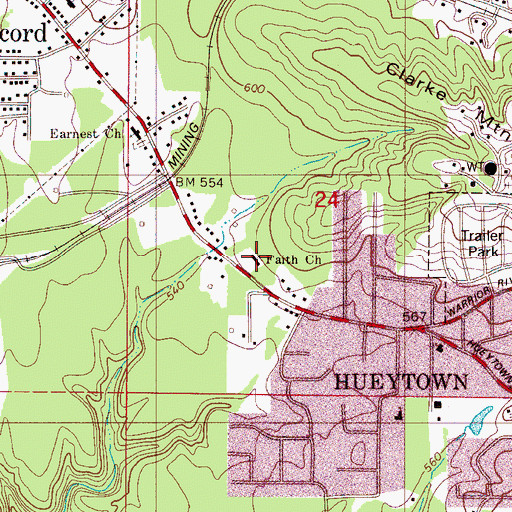 Topographic Map of Faith Baptist Church, AL