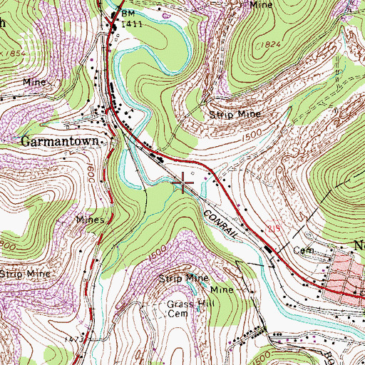 Topographic Map of Moss Creek, PA