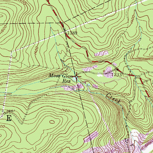 Topographic Map of Moss Glen Reservoir, PA