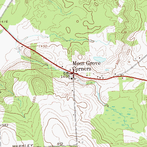 Topographic Map of Moss Grove Corners, PA