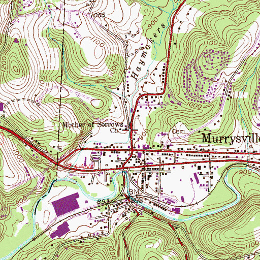 Topographic Map of Mother of Sorrows Church, PA
