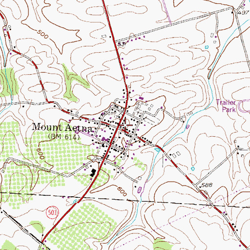 Topographic Map of Mount Aetna, PA